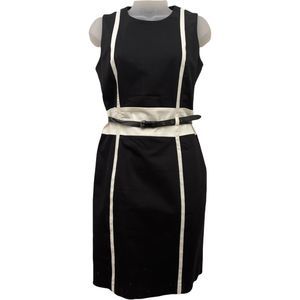 Michael Kors Black Contrast-Trim Sheath Dress ,Black & White, Size 4